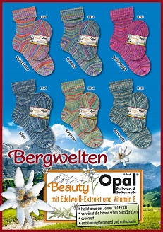 Opal 4-draads sokkenwol Beauty-2 Bergwelten met Edelweissextract en vitamine E