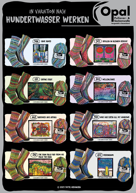 Poster 4-draads Opal sokkenwol Hundertwasser serie 4