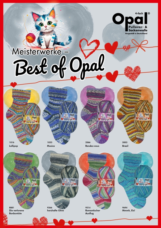 Opal Sokkenwol in 4-draads, 6-draads en 8-draads diktes, zowel print als uni kleuren