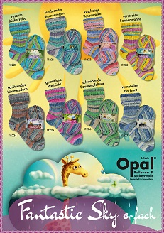 Opal 6-draads sokkenwol Fantastic Sky, een kleurrijke serie sokkenwol voor dikkere sokken.