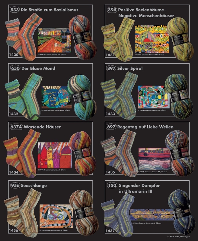 Poster 4-draads Opal sokkenwol Hundertwasser serie 1