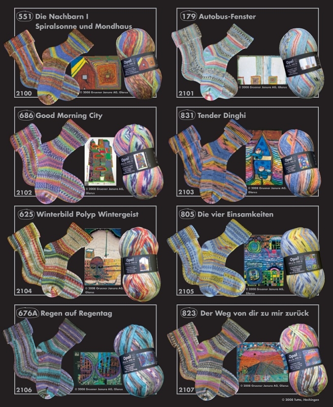 Poster 4-draads Opal sokkenwol Hundertwasser serie 2