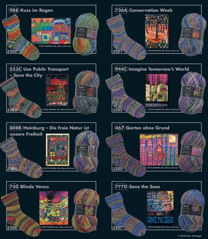 Poster 4-draads Opal sokkenwol Hundertwasser serie 3