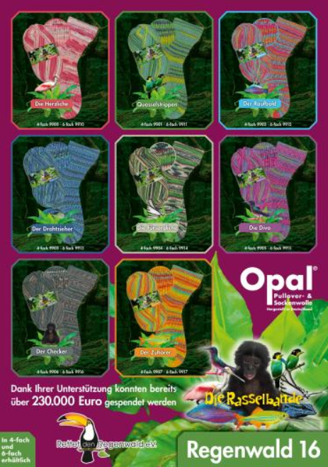 Opal Regenwald 16 6-draads sokkengaren