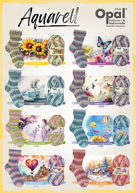 Opal 4-draads sokkenwol Aquarel, prachtige pasteltinten bij Breiwinkel.eu verzending vanuit Nederland