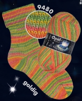 Opal 4-draads sokkenwol Lucky mit Silbereffekt 9480 goldig