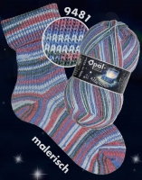 Opal 4-draads sokkenwol Lucky mit Silbereffekt 9481 malerisch