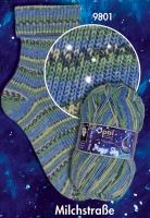 Opal 4-draads sokkenwol Magic Sky mit Silbereffekt 9801 milchstrasse